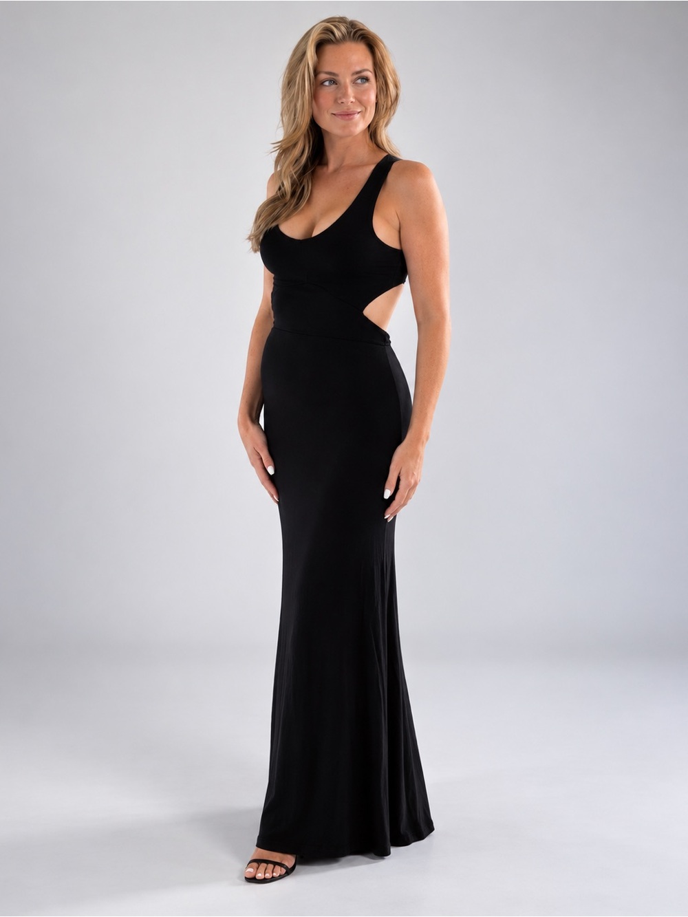 Sleeveless Black Cutout Maxi Dress